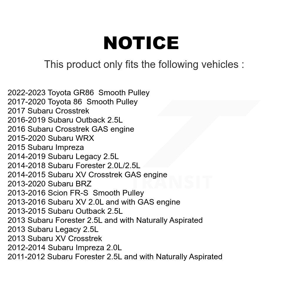 Accessory Drive Belt Idler Pulley KTP-89505 For Subaru Forester Outback Impreza XV Crosstrek Legacy