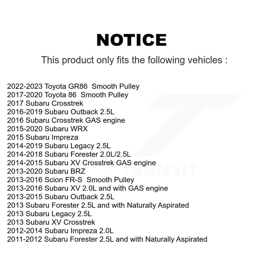 Accessory Drive Belt Idler Pulley KTP-89505 For Subaru Forester Outback Impreza XV Crosstrek Legacy