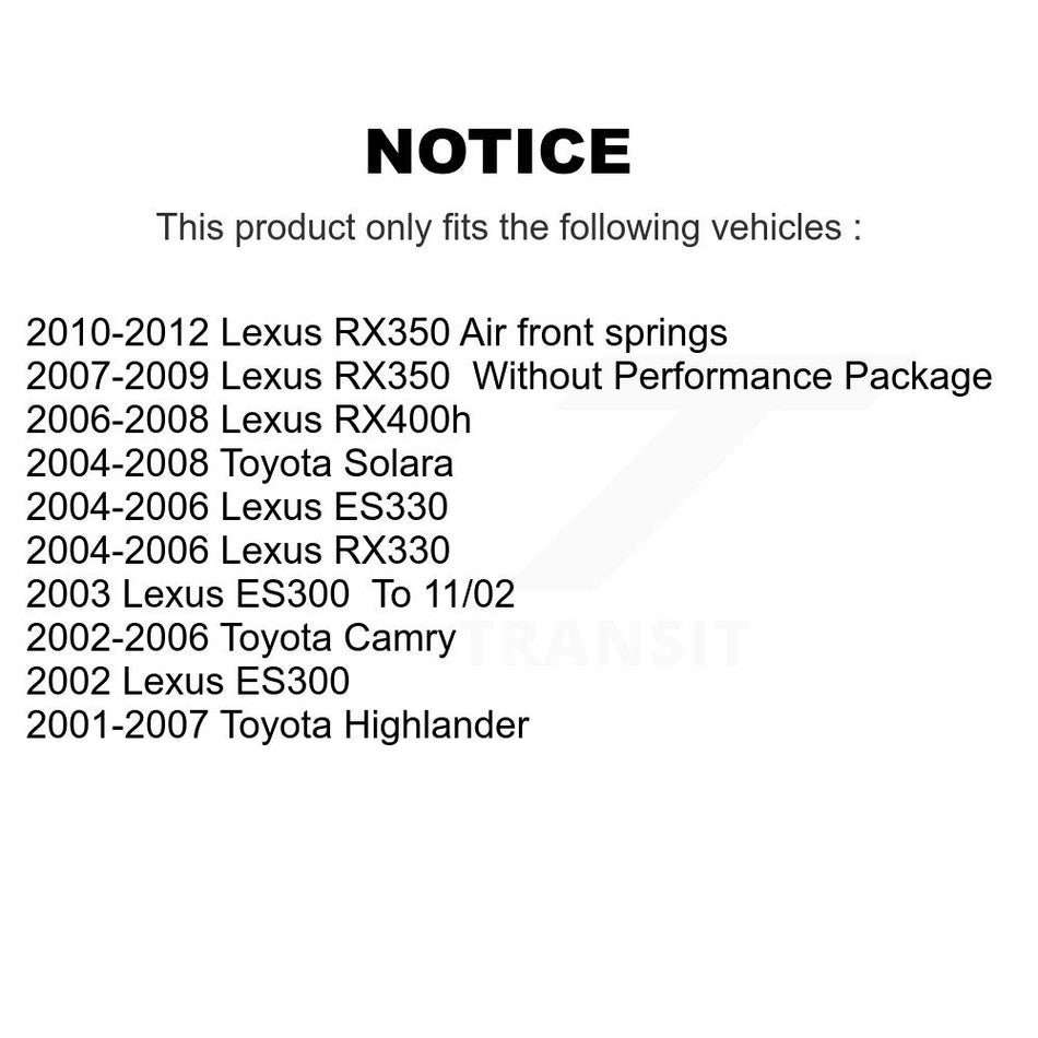 Front Suspension Control Arm And Ball Joint Assembly Stabilizer Bar Link Kit For Toyota Camry Lexus Highlander RX350 RX330 Solara ES330 ES300 RX400h KTR-100090