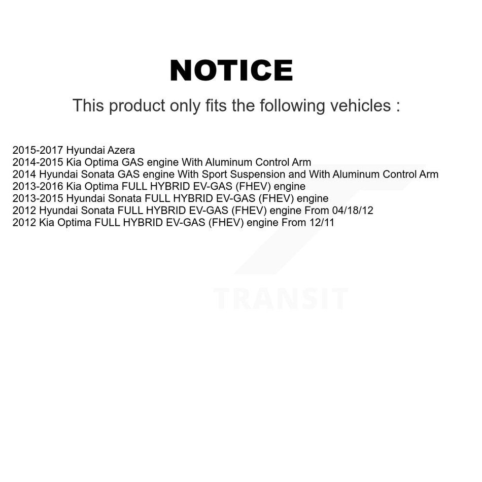 Front Suspension Control Arm And Ball Joint Assembly Stabilizer Bar Link Kit For Hyundai Sonata Kia Optima Azera KTR-100163