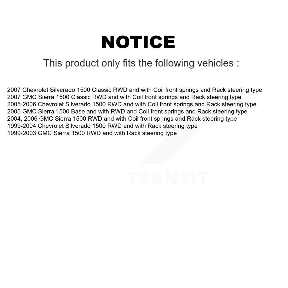 Front Suspension Control Arm And Ball Joint Assembly Steering Tie Rod End Stabilizer Bar Link Kit (8Pc) For Chevrolet Silverado 1500 GMC Sierra Classic KTR-100365