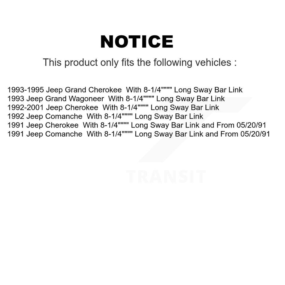 Front Suspension Stabilizer Bar Link Pair For Jeep Cherokee Grand Comanche KTR-100654