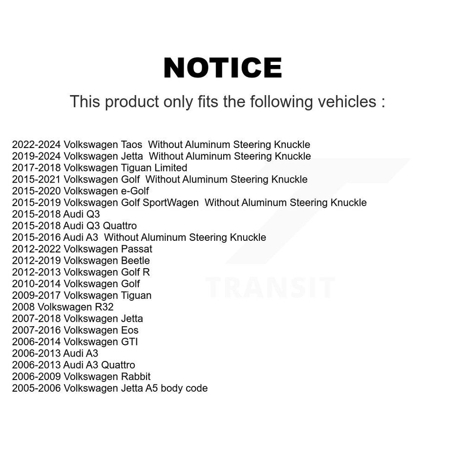 Front Suspension Ball Joints Kit For Volkswagen Jetta Passat Tiguan Beetle Audi GTI Q3 Eos Golf Rabbit A3 Quattro R R32 KTR-101282