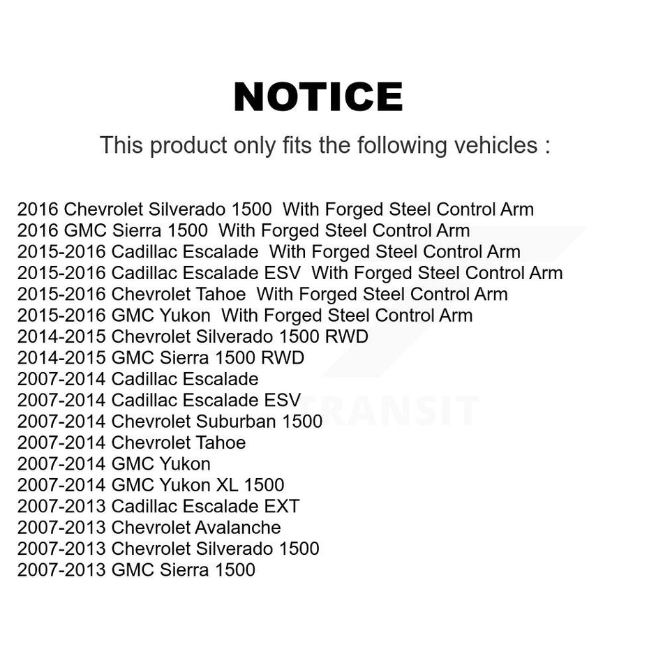 Front Suspension Control Arm And Ball Joint Assembly Kit For Chevrolet Silverado 1500 GMC Sierra Tahoe Suburban Yukon Cadillac XL Avalanche Escalade ESV EXT KTR-101524