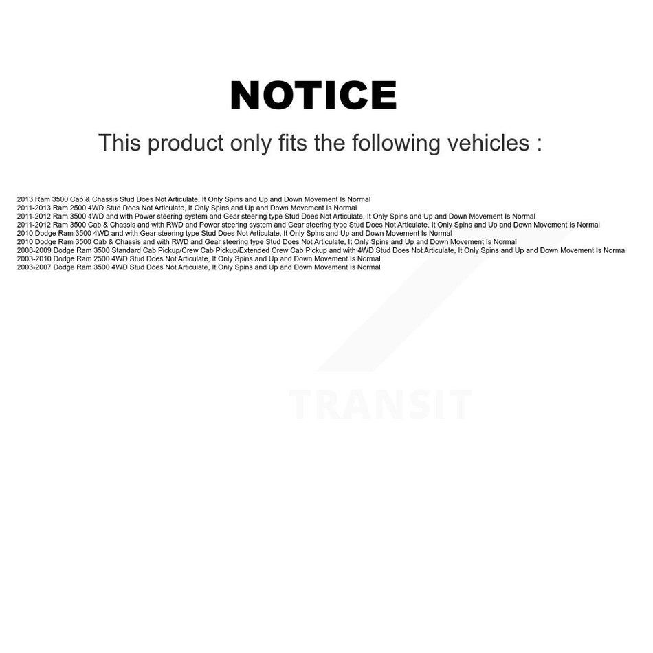 Front Suspension Ball Joints Kit For Dodge Ram 2500 1500 3500 KTR-101811