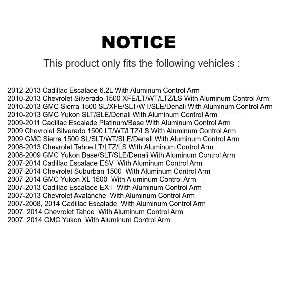 Front Suspension Ball Joint And Tie Rod End Kit For Chevrolet Silverado 1500 GMC Sierra Tahoe Suburban Yukon Cadillac XL Avalanche Escalade ESV EXT KTR-102291