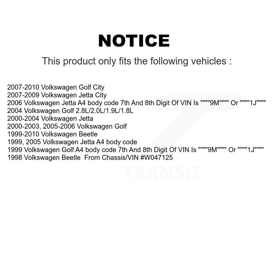 Front Suspension Control Arm Assembly And Tie Rod End Kit For Volkswagen Jetta Beetle Golf City KTR-102660