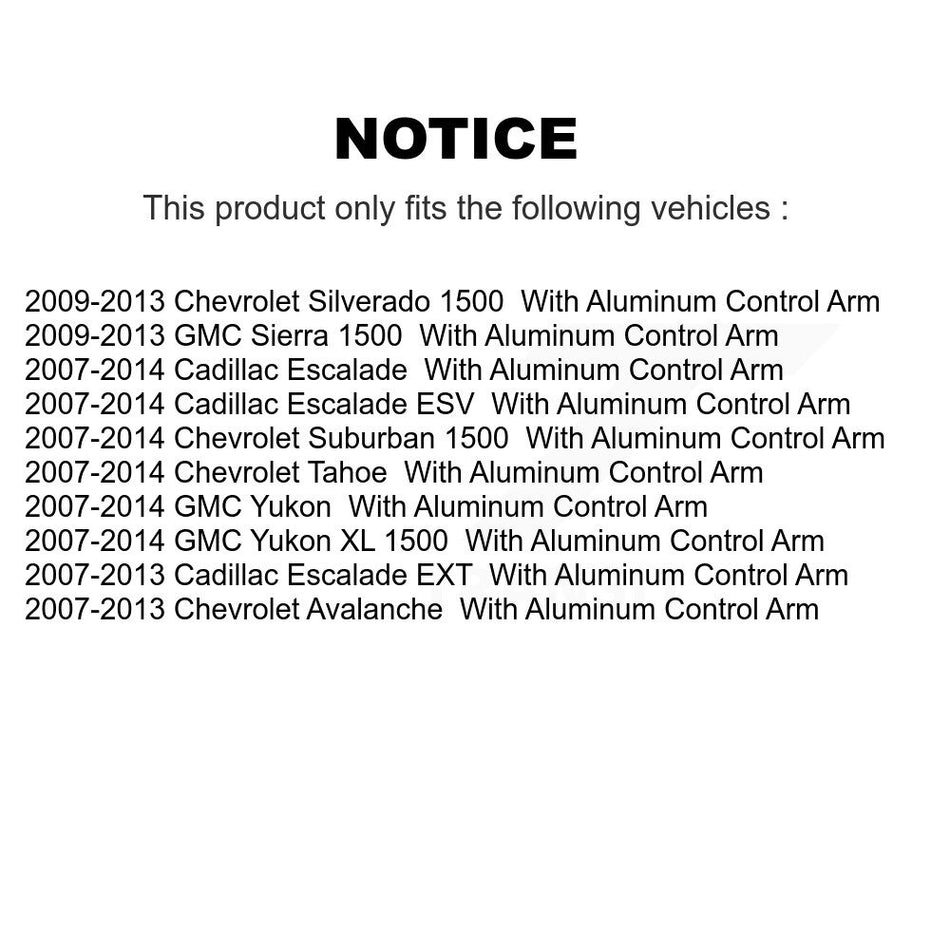 Front Suspension Control Arms And Lower Ball Joints Kit For Chevrolet Silverado 1500 GMC Tahoe Sierra Suburban Yukon Cadillac XL Avalanche Escalade ESV EXT KTR-103387
