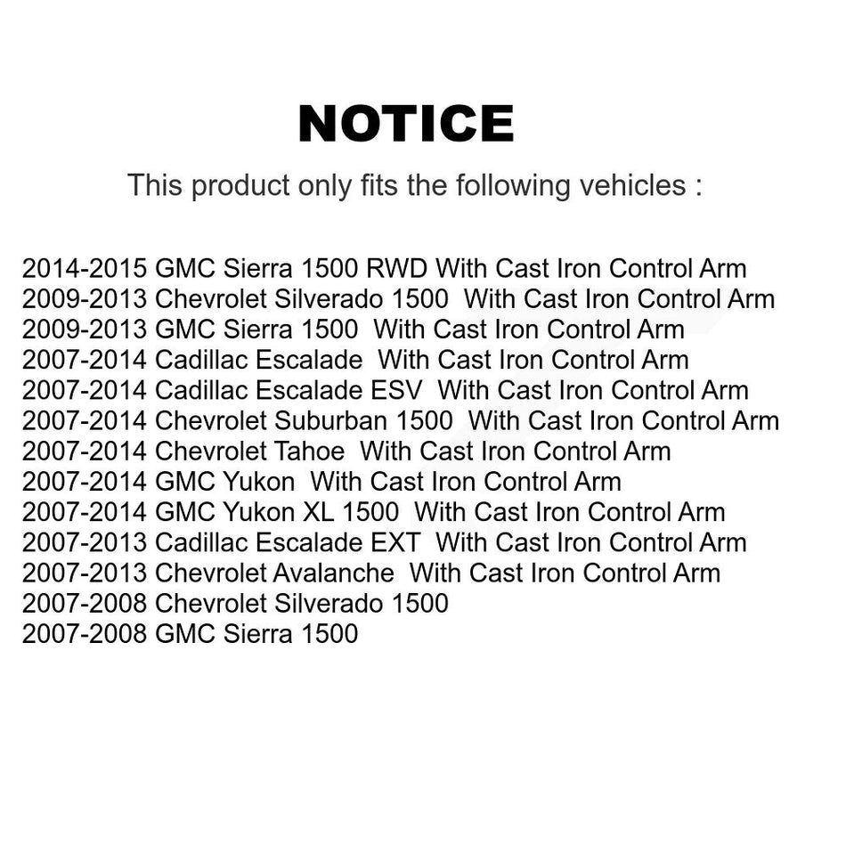 Front Suspension Control Arms And Lower Ball Joints Kit For Chevrolet Silverado 1500 GMC Tahoe Sierra Suburban Yukon Cadillac XL Avalanche Escalade ESV EXT KTR-103389