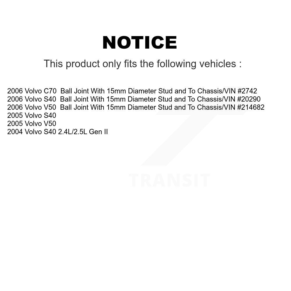 Front Suspension Control Arm And Ball Joint Assembly Sway Link Kit For Volvo S40 V50 C70 KTR-104416