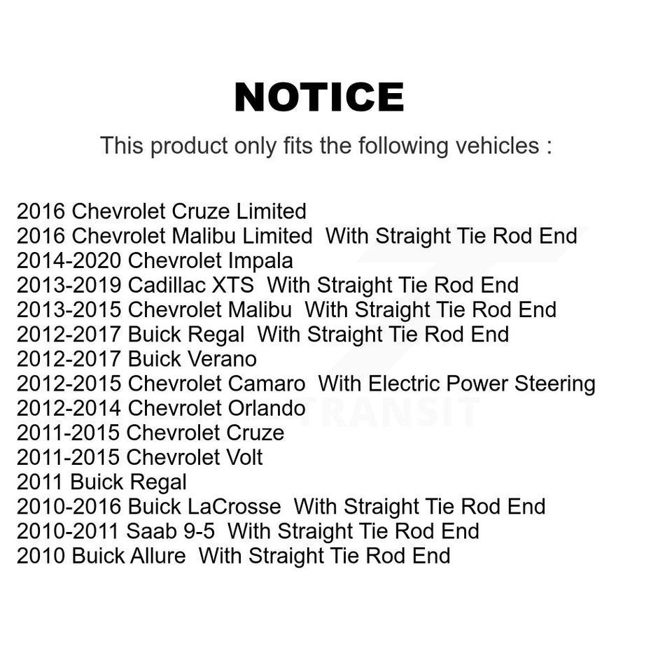 Front Outer Tie Rod End Pair For Chevrolet Cruze Buick Verano Malibu Impala LaCrosse Volt KTR-104595