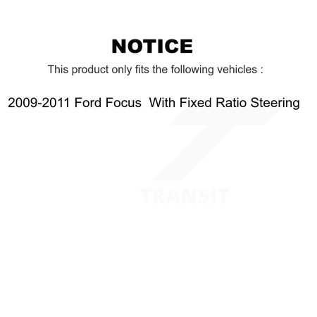 Front Inner Steering Tie Rod End Pair For 2009-2011 Ford Focus With Fixed Ratio KTR-104763