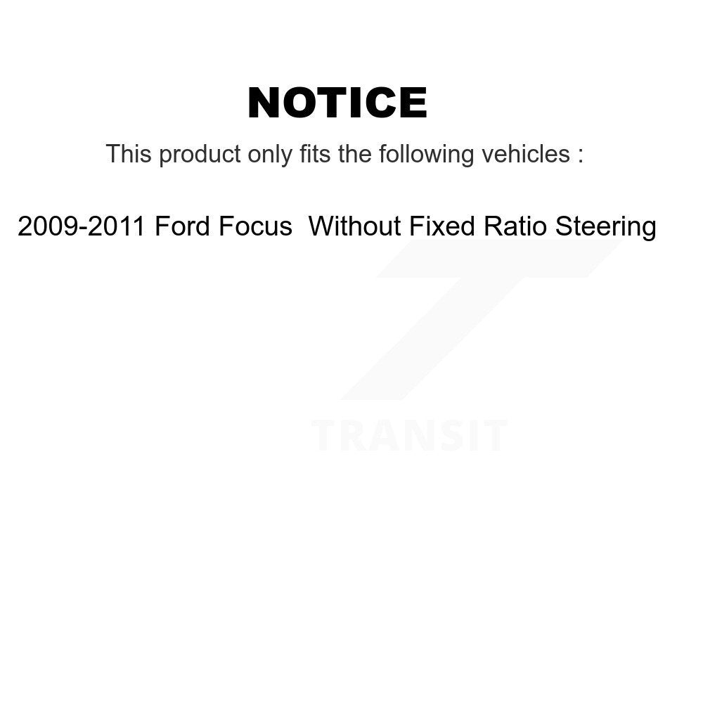 Front Inner Tie Rod End Pair For 2009-2011 Ford Focus Without Fixed Ratio Steering KTR-104764