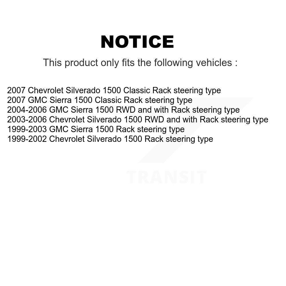 Front Inner Steering Tie Rod End Pair For Chevrolet Silverado 1500 GMC Sierra Classic KTR-104774