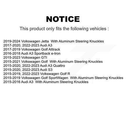 Front Suspension Control Arm Tie Rod End Link Ball Joint Kit (8Pc) For Volkswagen Jetta R KTR-105145