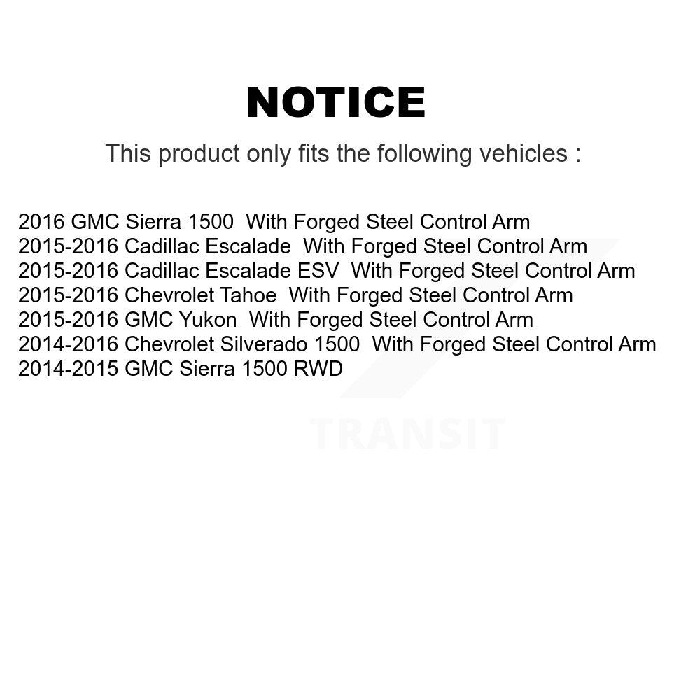 Front Upper Control Arm & Ball Joint Tie Rod End Link Kit (8Pc) For GMC Sierra 1500 Tahoe KTR-105625
