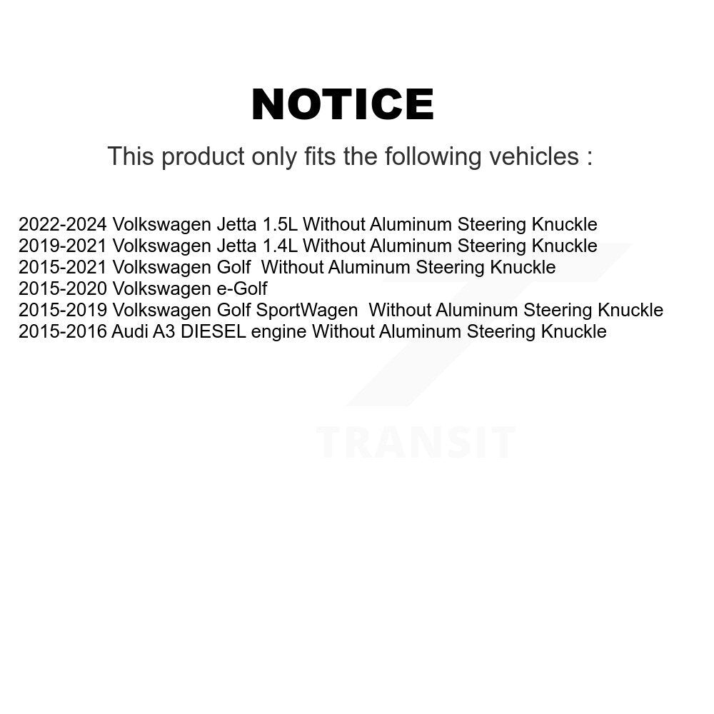 Front Lower Control Arm Tie Rod End Link Ball Joint Kit (8Pc) For Volkswagen Jetta Golf KTR-105649