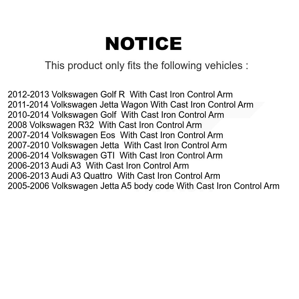 Front Lower Control Arm Tie Rod End Link Ball Joint Kit (8Pc) For Volkswagen Jetta Golf R KTR-105651