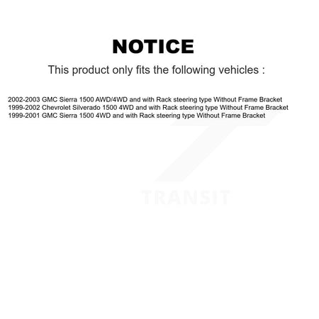 Front Tie Rod End Ball Joints Center link Idler Arm Kit (10Pc) For GMC Sierra 1500 KTR-105713