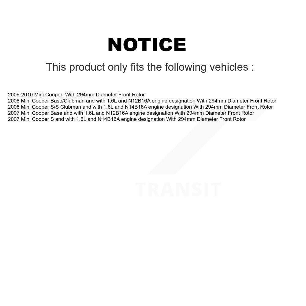 Front Ceramic Brake Pad & Wear Sensor Kit For Mini Cooper With 294mm Diameter Rotor KTW-100197