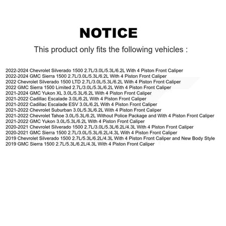 Front Rear Ceramic Brake Pad Extra Wear Sensor Kit For GMC Chevrolet Silverado 1500 Yukon KTW-100682