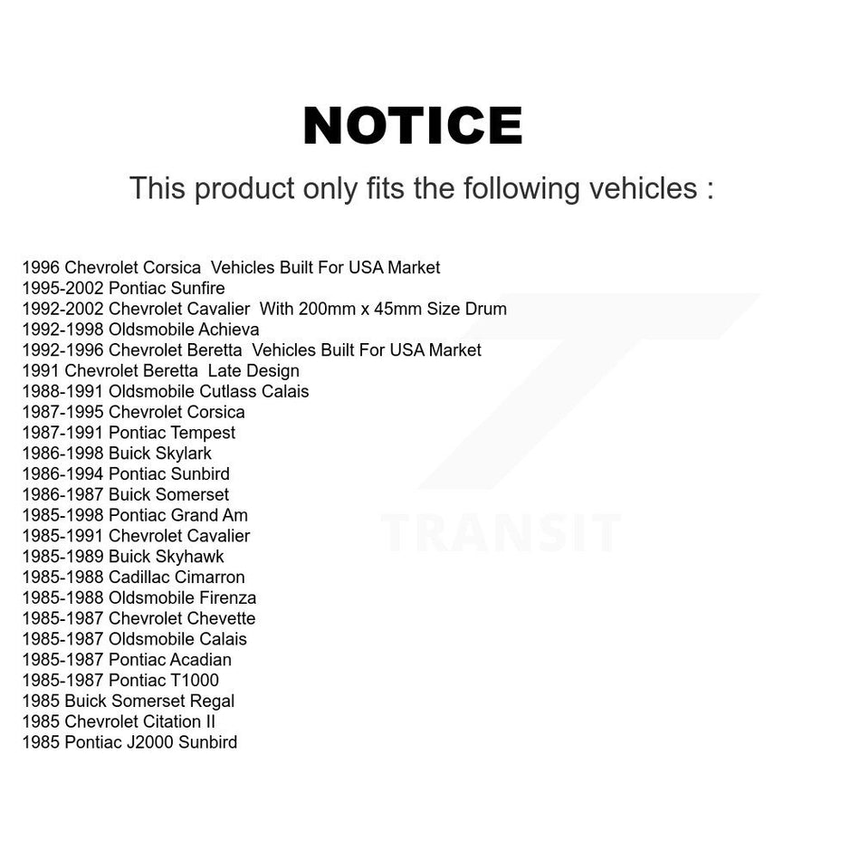 Rear Drum Brake Shoe NB-553B For Chevrolet Cavalier Pontiac Sunfire Grand Am Sunbird Corsica Buick