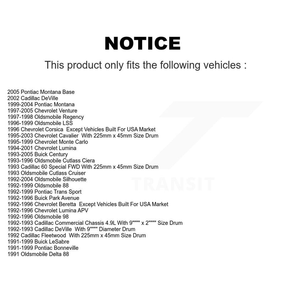 Rear Drum Brake Shoe NB-636B For Chevrolet Cavalier Buick Pontiac Montana Century Venture Oldsmobile