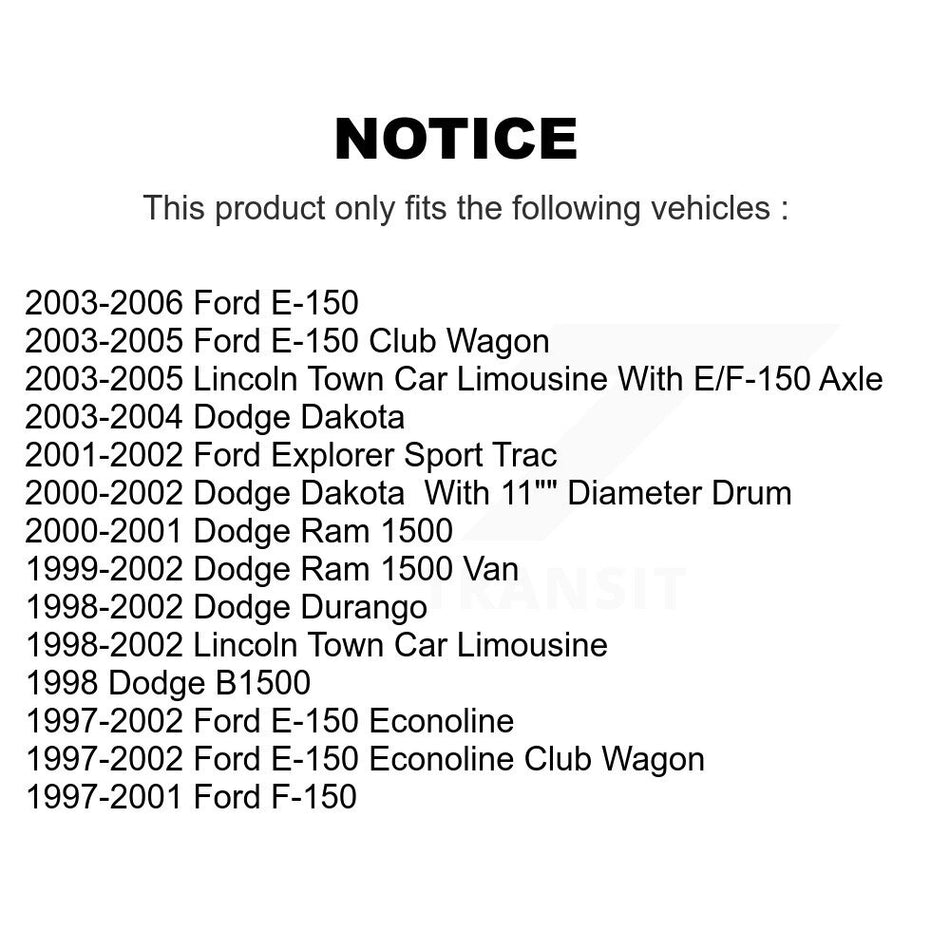 Rear Drum Brake Shoe NB-723B For Ford F-150 Dodge Dakota Ram 1500 Durango Lincoln Town Car E-150 Econoline Explorer Sport Trac Van Club Wagon 2500 B1500