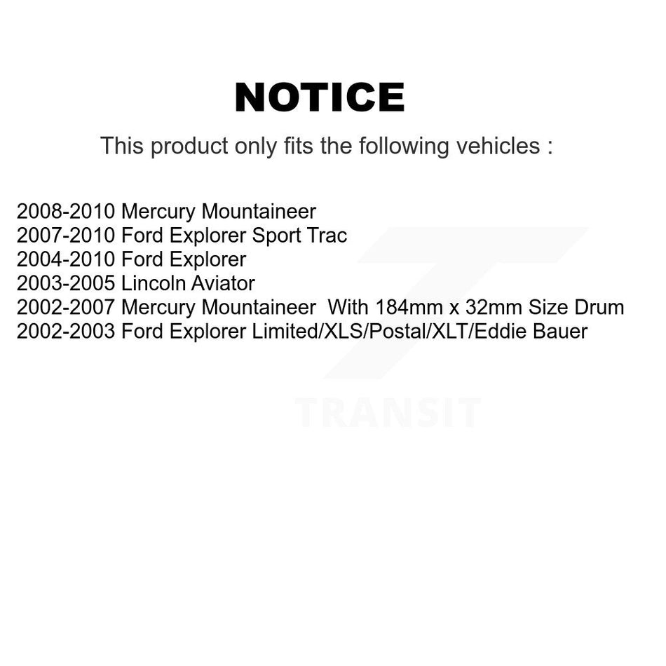 Rear Parking Brake Shoe NB-791B For Ford Explorer Mercury Mountaineer Sport Trac Lincoln Aviator