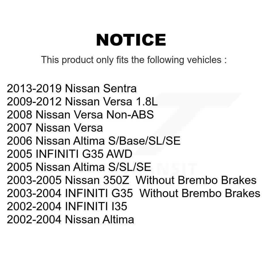 Front Ceramic Disc Brake Pads NWF-PTC815A For Nissan Sentra Versa Altima INFINITI G35 350Z I35