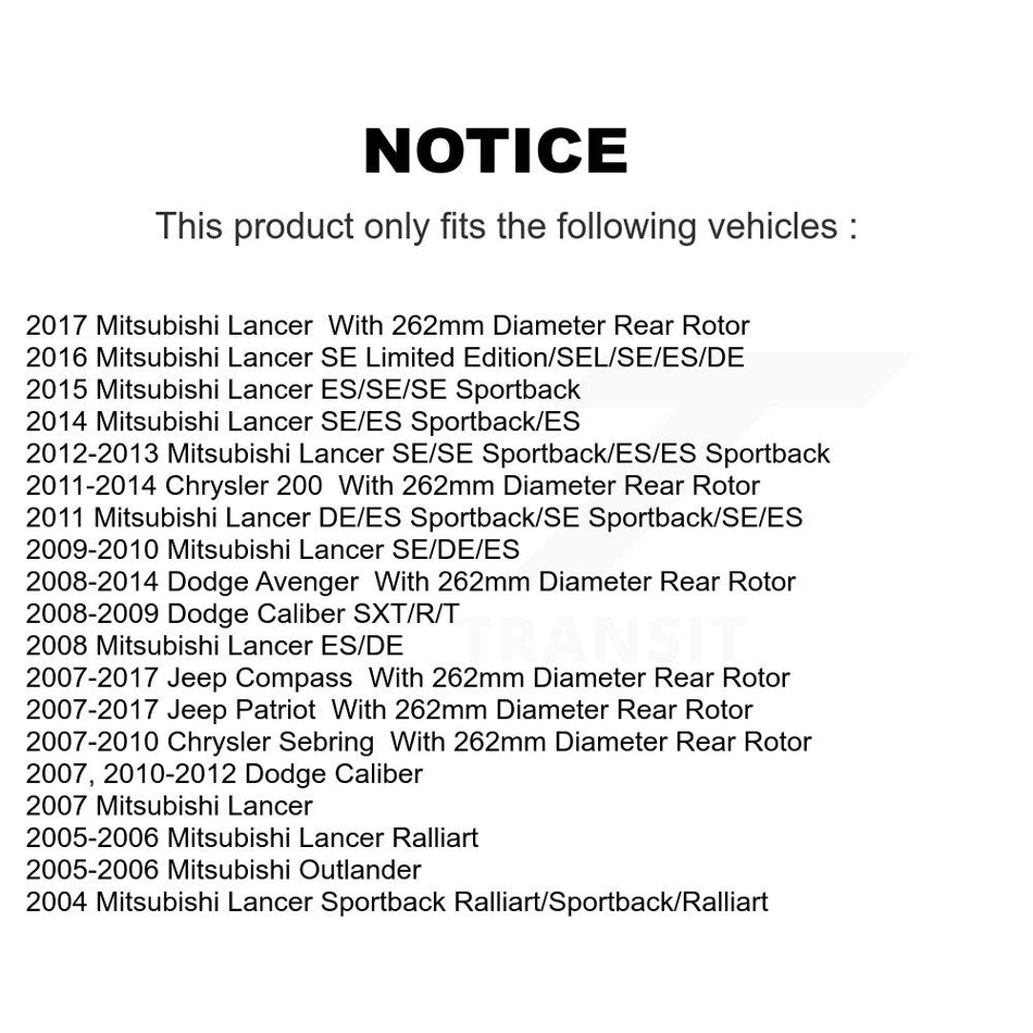 Rear Semi-Metallic Disc Brake Pads PPF-D1037 For Jeep Mitsubishi Lancer Patriot Dodge Chrysler 200