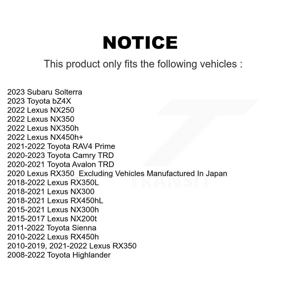 Front Semi-Metallic Disc Brake Pads PPF-D1324 For Toyota Highlander Lexus Sienna RX350 NX200t RX450h NX300 RX350L Camry NX300h RX450hL Avalon Subaru bZ4X Crown NX250 NX350 NX350h NX450h+ Solterra RAV4