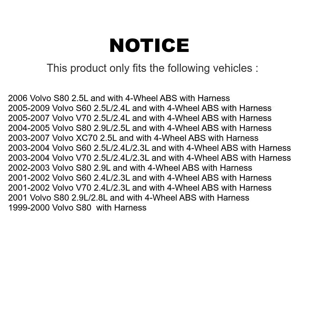 Rear Left ABS Wheel Speed Sensor SEN-2ABS0067 For Volvo S60 XC70 V70 S80 with Harness