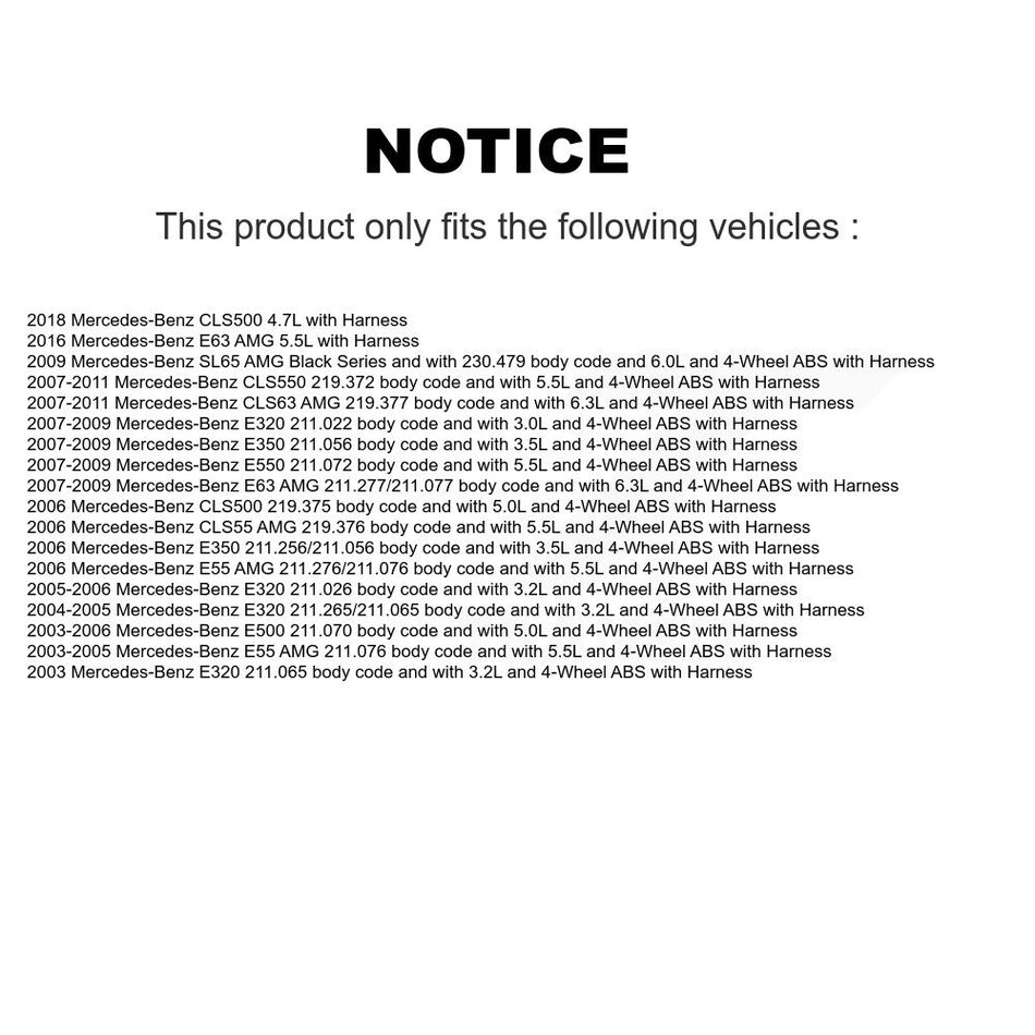 Front ABS Wheel Speed Sensor SEN-2ABS0092 For Mercedes-Benz E320 E350 E500 CLS550 CLS500 E550 E55