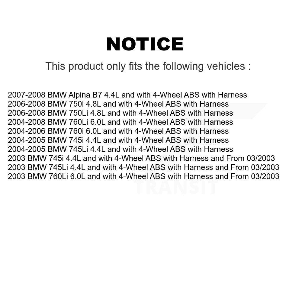Front ABS Wheel Speed Sensor SEN-2ABS0097 For BMW 750i 750Li 745i 745Li 760Li Alpina B7 760i