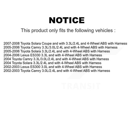 Front Left ABS Wheel Speed Sensor SEN-2ABS0143 For Toyota Camry Lexus Solara ES330 ES300