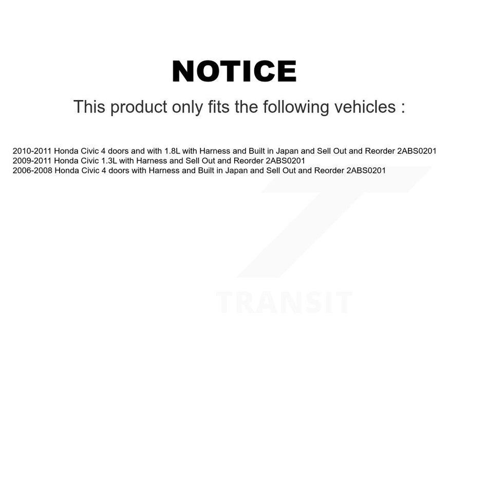 Front Left ABS Wheel Speed Sensor SEN-2ABS0206 For Honda Civic