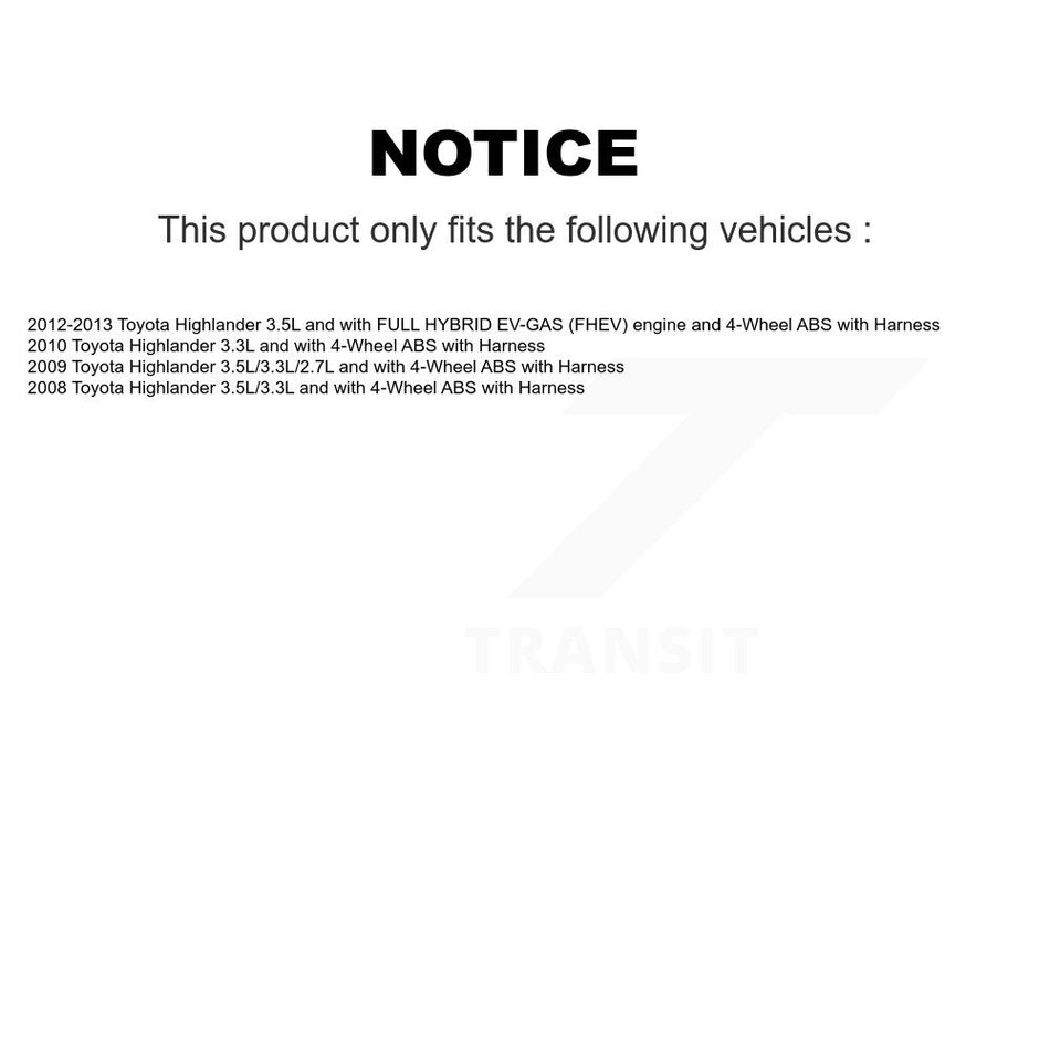 Front Left ABS Wheel Speed Sensor SEN-2ABS0301 For Toyota Highlander with Harness