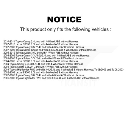 Rear ABS Wheel Speed Sensor SEN-2ABS0303 For Toyota Camry Lexus ES350 Highlander Solara Avalon ES330