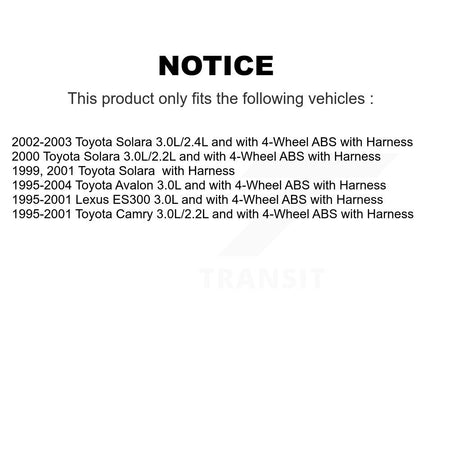 Rear Right ABS Wheel Speed Sensor SEN-2ABS0308 For Toyota Camry Solara Avalon Lexus ES300