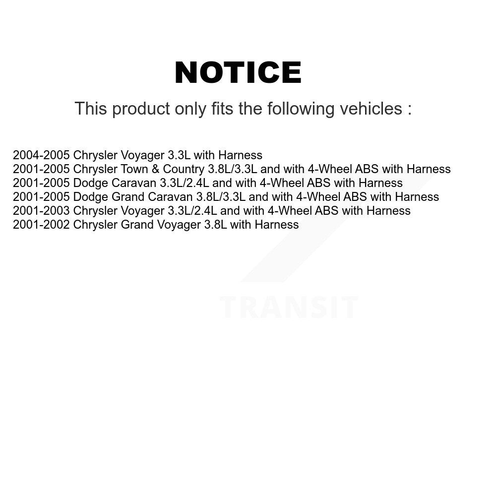 Front Left ABS Wheel Speed Sensor SEN-2ABS0329 For Dodge Caravan Grand Chrysler Town & Country