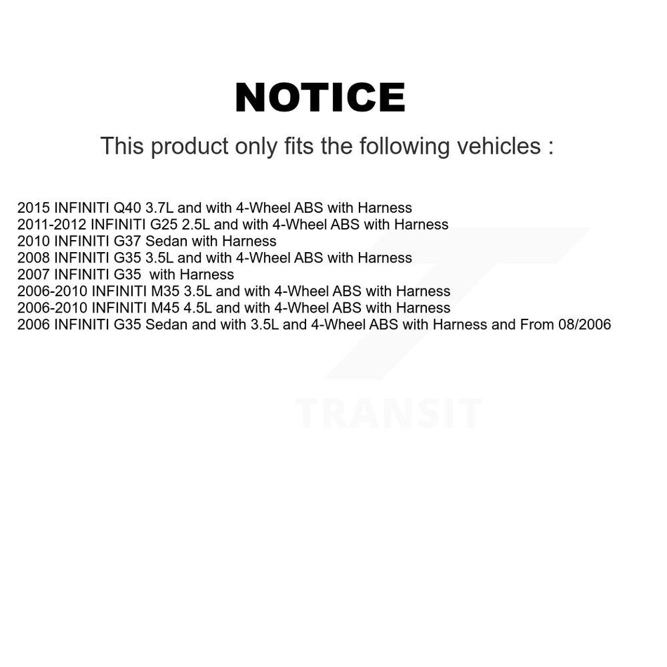 Rear ABS Wheel Speed Sensor SEN-2ABS0330 For INFINITI G35 G37 M35 G25 M45 Q40