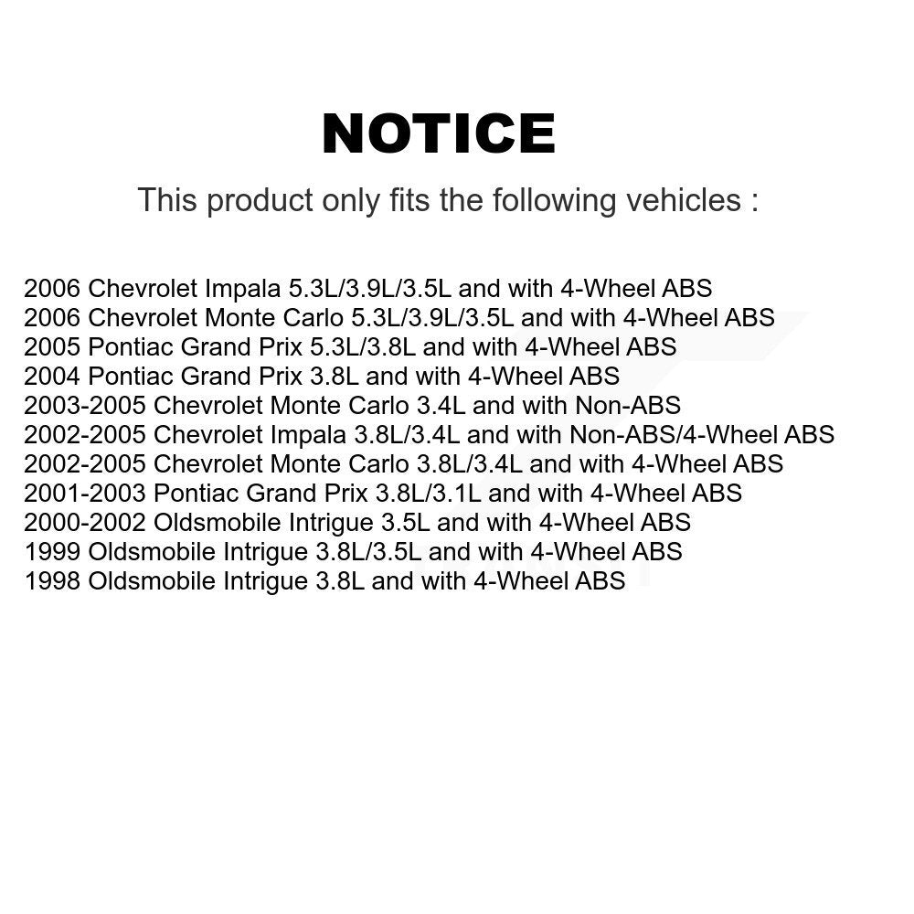Front ABS Wheel Speed Sensor Wiring Harness SEN-2ABS0375 For Chevrolet Impala Pontiac Grand Prix