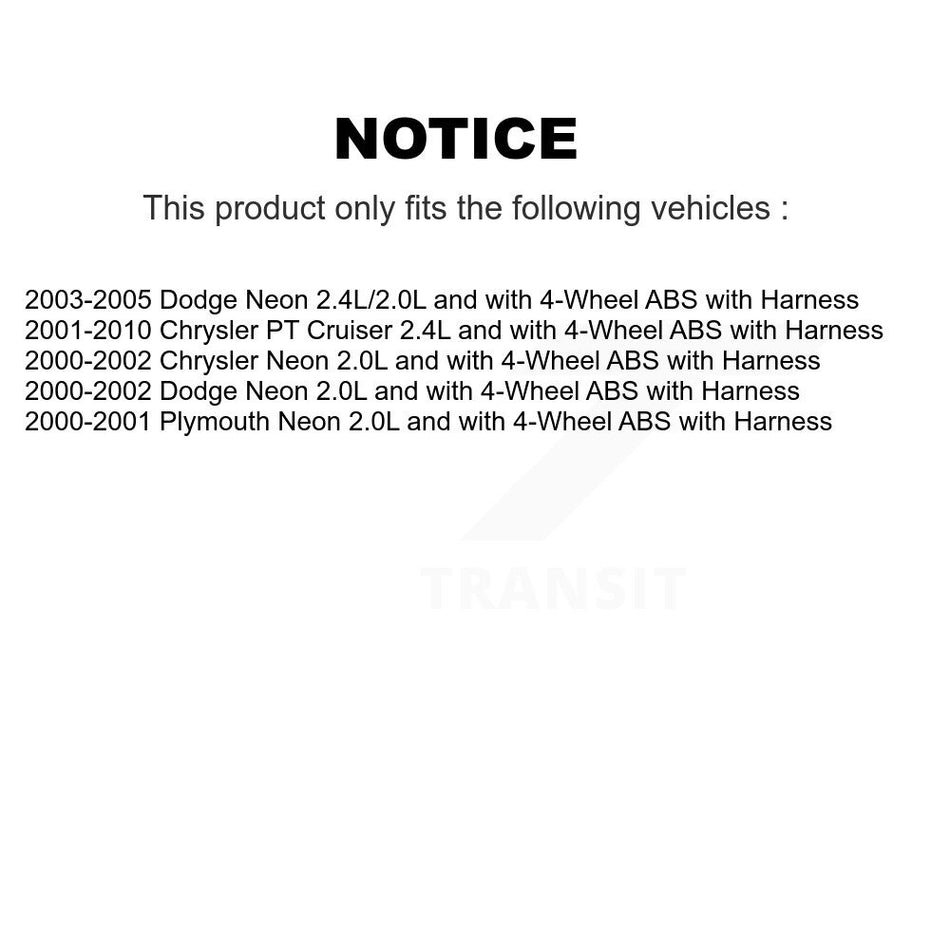 Front Right ABS Wheel Speed Sensor SEN-2ABS0443 For Chrysler PT Cruiser Neon Dodge Plymouth