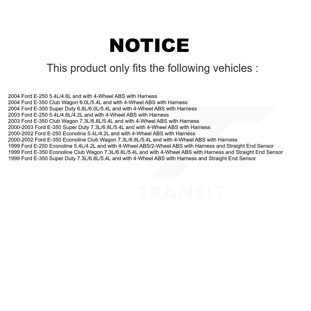 Front Left ABS Wheel Speed Sensor SEN-2ABS0447 For Ford E-350 Super Duty Econoline Club Wagon E-250