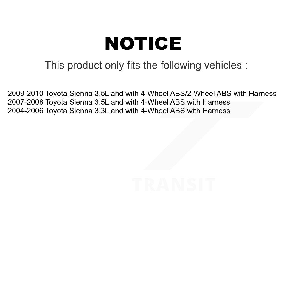 Front Right ABS Wheel Speed Sensor SEN-2ABS0476 For Toyota Sienna with Harness