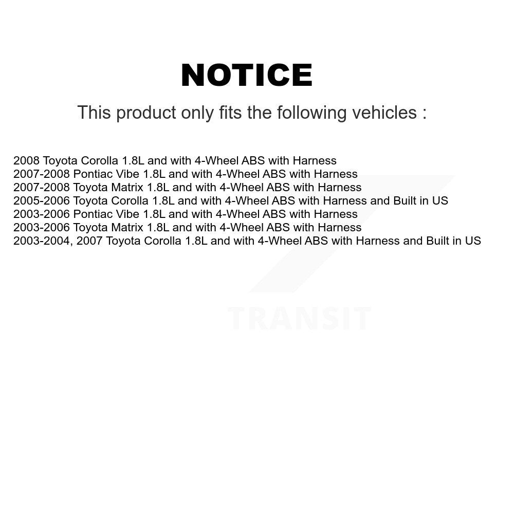 Front Left ABS Wheel Speed Sensor SEN-2ABS0510 For Toyota Corolla Matrix Pontiac Vibe