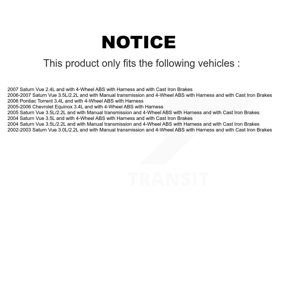 Front ABS Wheel Speed Sensor SEN-2ABS0531 For Saturn Vue Chevrolet Equinox Pontiac Torrent