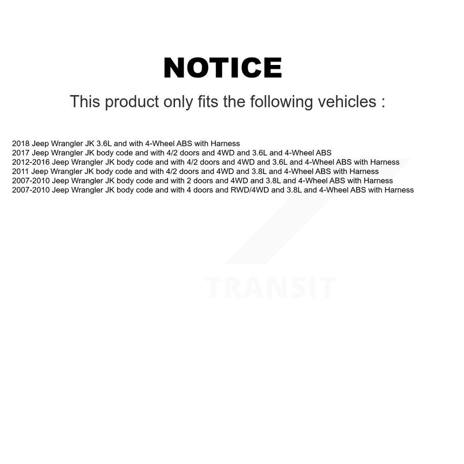 Front ABS Wheel Speed Sensor SEN-2ABS0598 For Jeep Wrangler JK