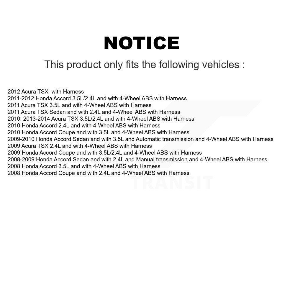 Front Right ABS Wheel Speed Sensor SEN-2ABS0647 For Honda Accord Acura TSX with Harness